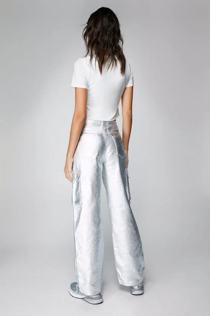 Mettalic cargo pants