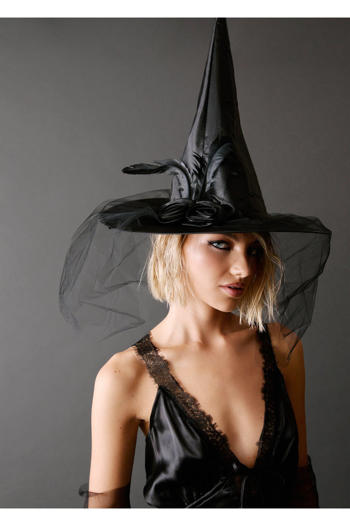 Mesh Veil Witch Hat