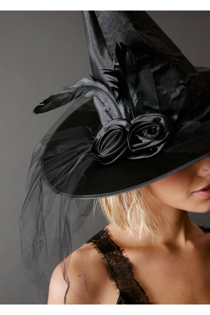 Mesh Veil Witch Hat