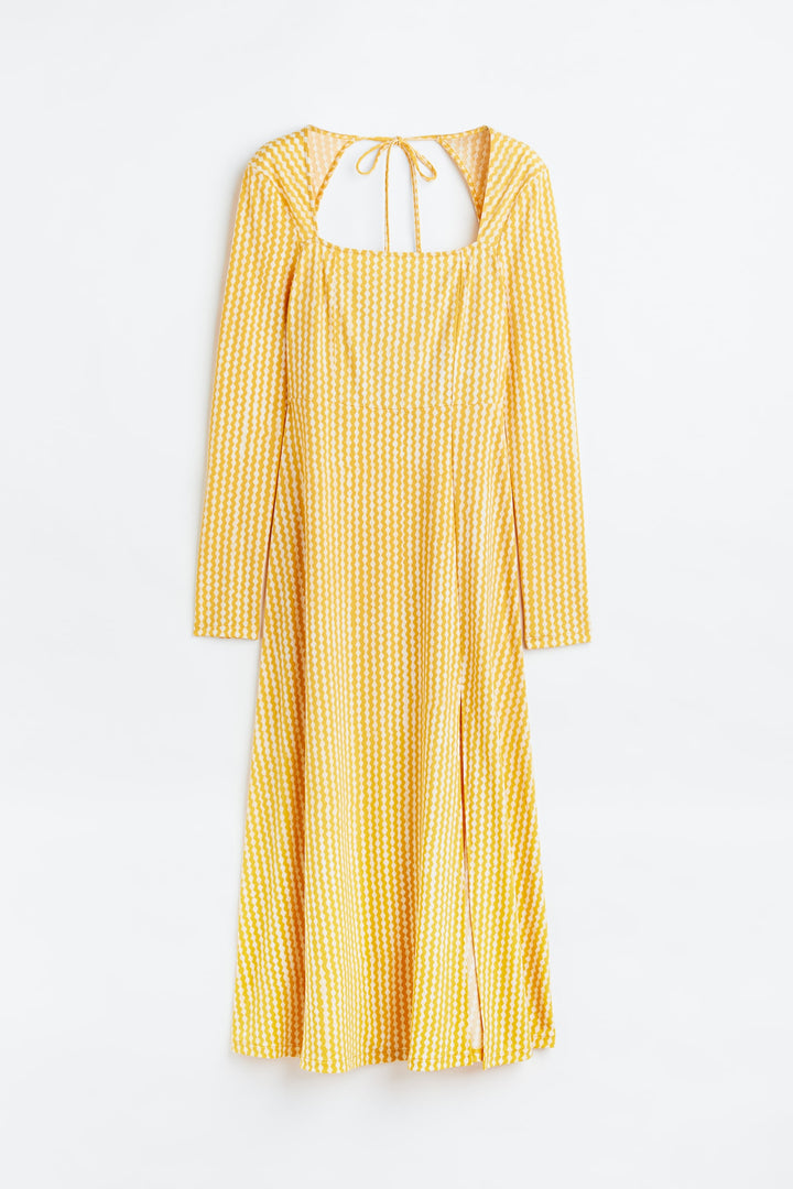 Fit-and-Flare Everyday Dress, Yellow/White
