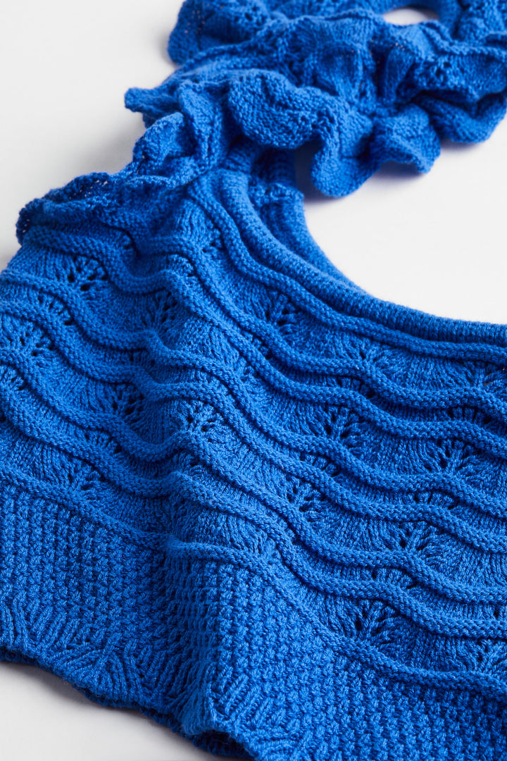 Tamborēts īss tops, zils