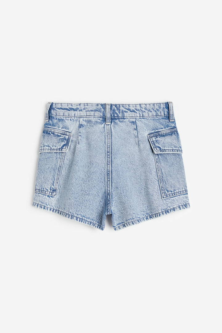 Relaxed High Denim Shorts, Blue