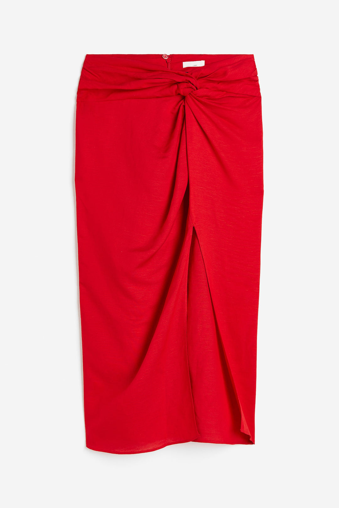 Satin A-Line Midi Skirt, Red
