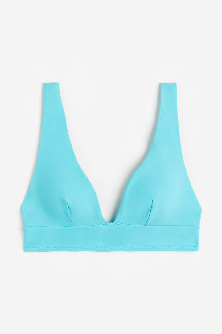 Ribbed Padded Bikini Top, Blue