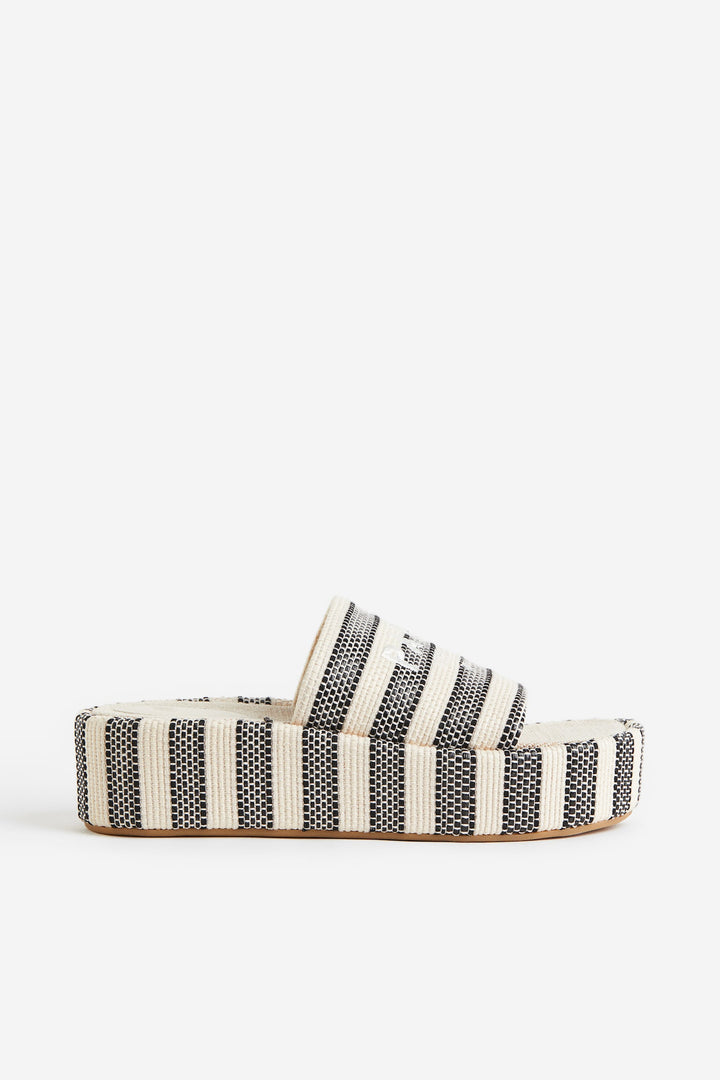 Striped Wedge Sandals, White/Striped