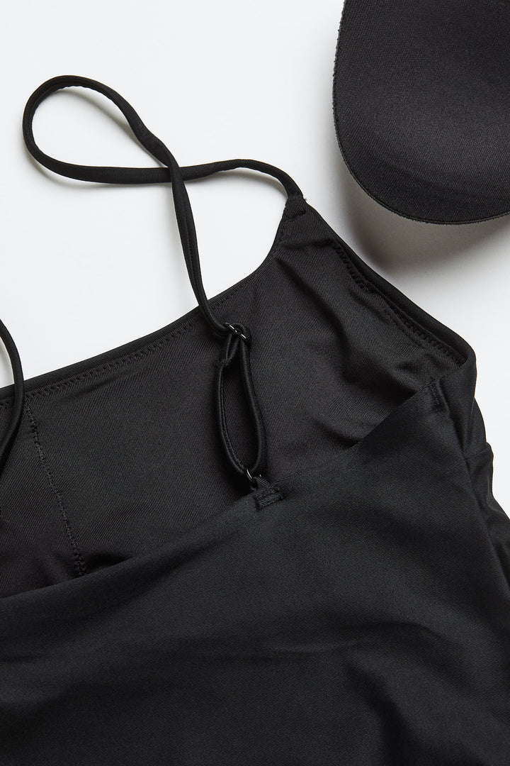 Padded-Cup One-Piece Swimsuit, Black