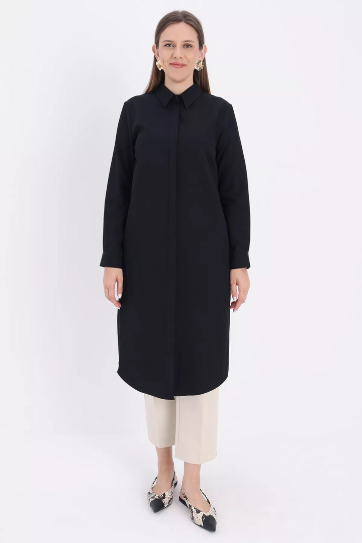 Women Shirt Dress - Black