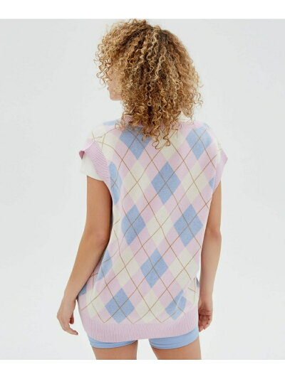 Pink Checkered Knit Vest