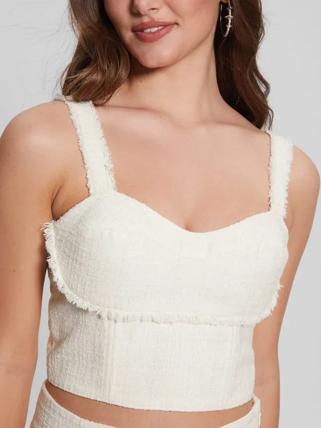 White Tweed Crop Top