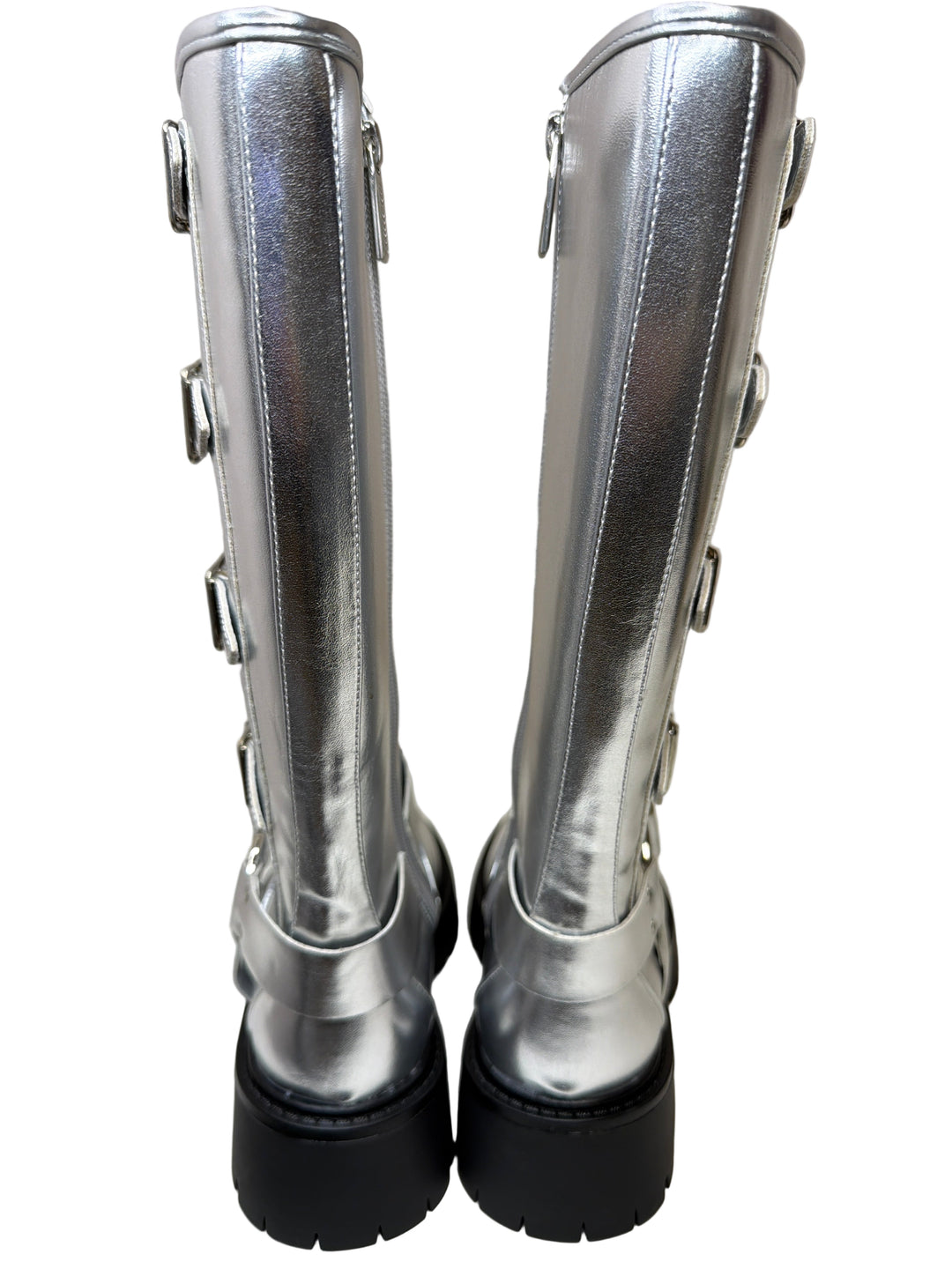 Silver Faux Leather Heels