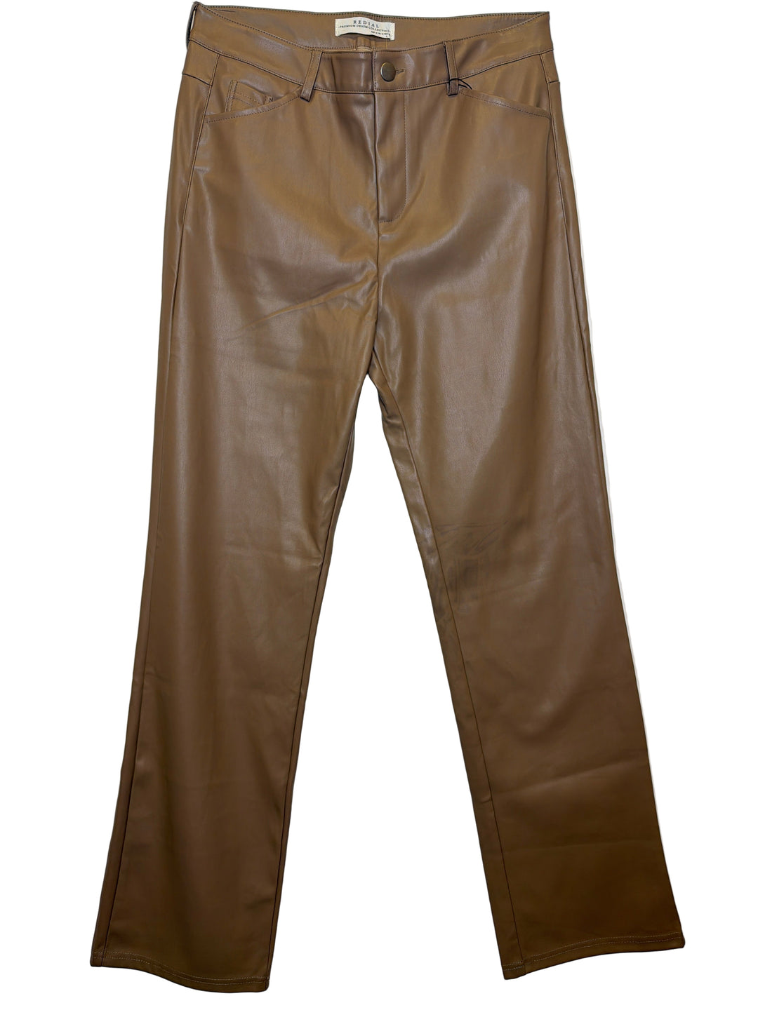 Faux Leather Straight Leg Trousers