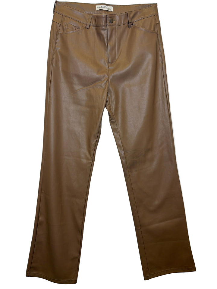 Faux Leather Straight Leg Trousers