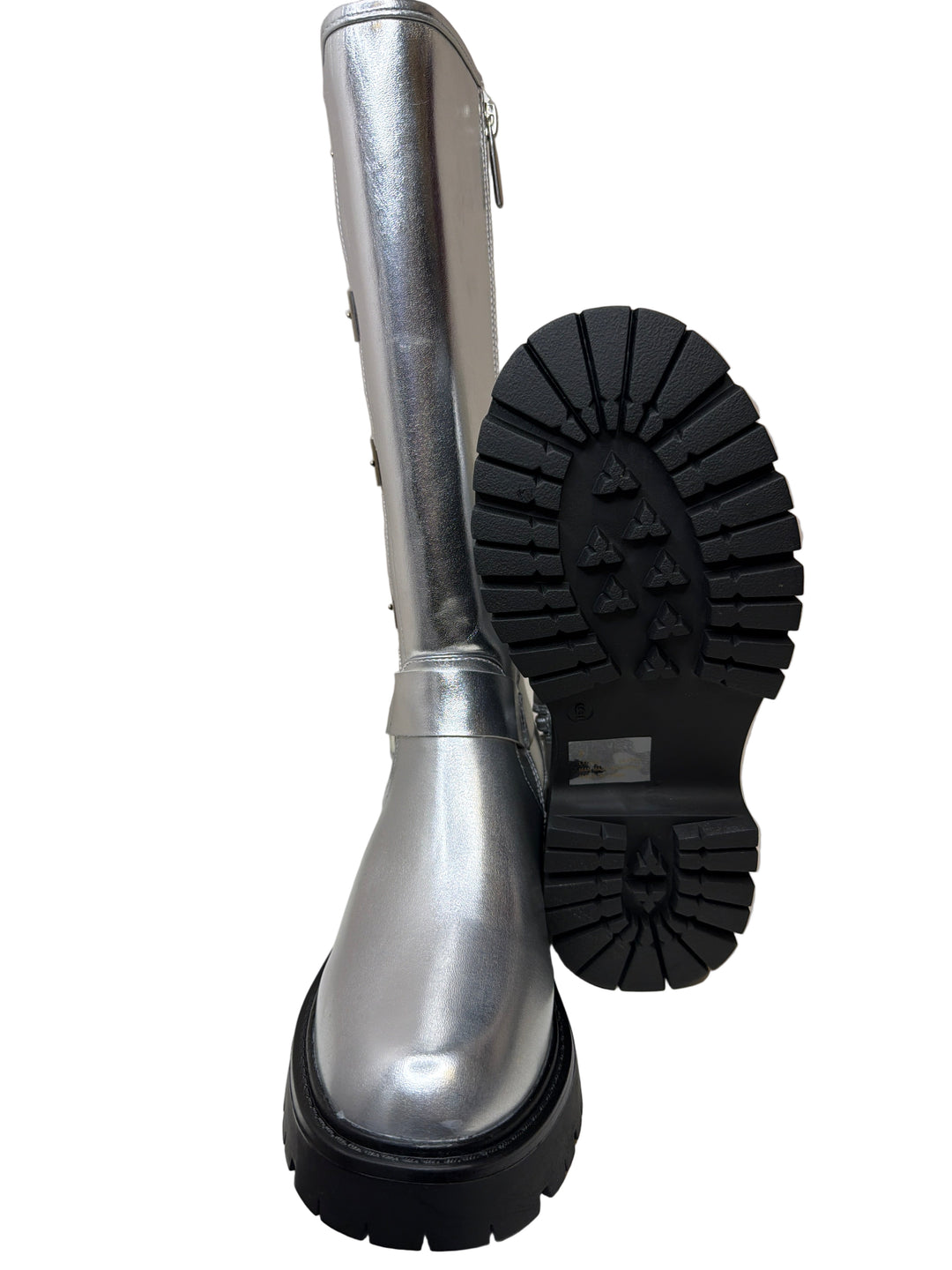 Silver Faux Leather Heels