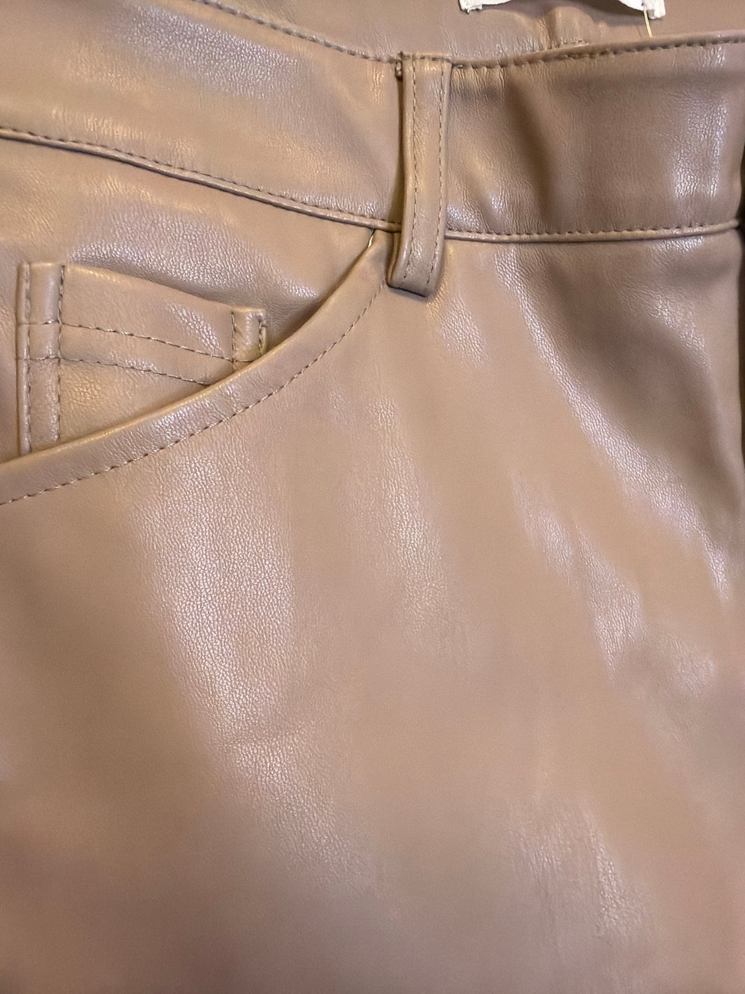 Faux Leather Straight Leg Trousers