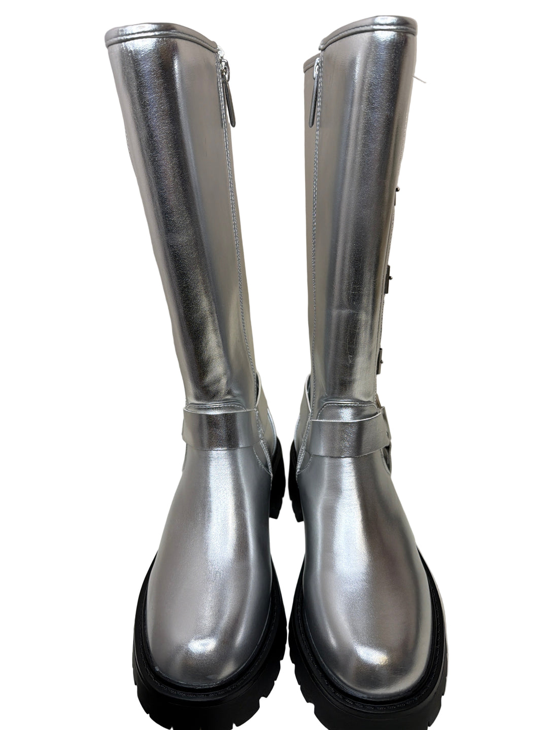 Silver Faux Leather Heels