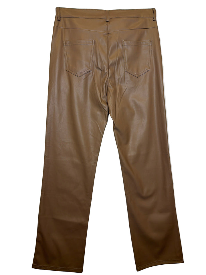 Faux Leather Straight Leg Trousers