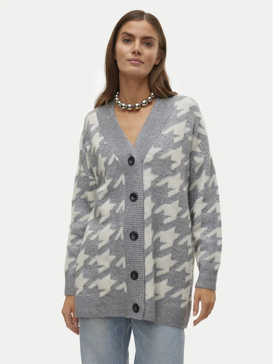 Medium Grey Melange Women's Knit Cardigan