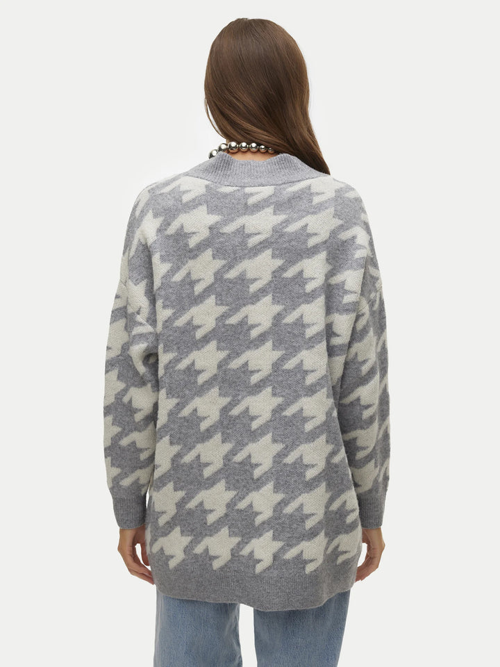 Medium Grey Melange Women's Knit Cardigan